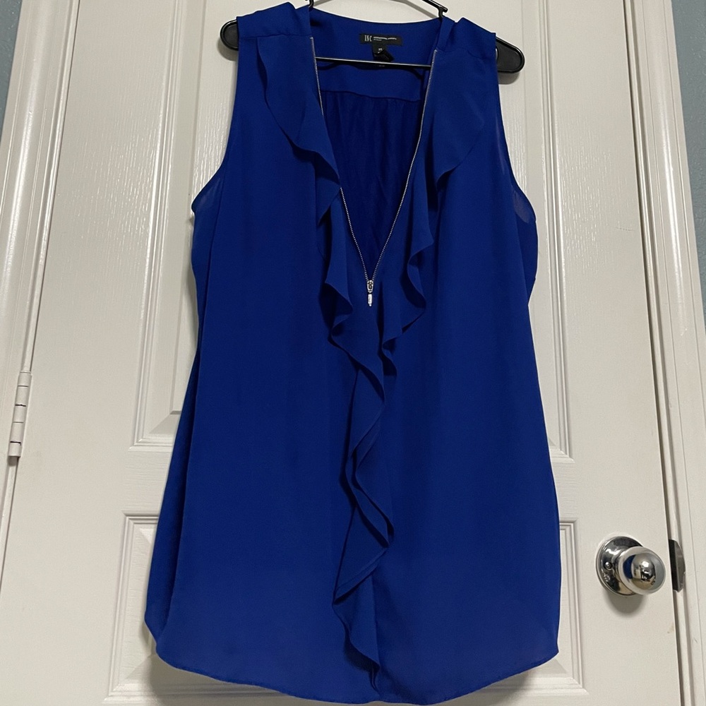 INC Woman’s Plus Size Zip-Front Ruffled Top